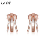 LAYA 925 Silver Shell Stud Earrings Zircon Wedding Jewelry