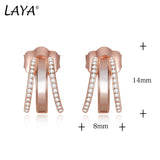 LAYA 925 Silver Shell Stud Earrings Zircon Wedding Jewelry