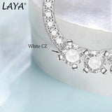 LAYA 925 Silver Circle Zircon Stud Earrings Women Modern Jewelry