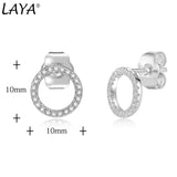 LAYA 925 Sterling Silver Circle Zircon Stud Earrings Modern Fine Jewelry