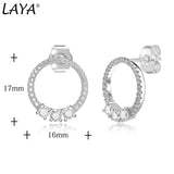 LAYA 925 Silver Circle Zircon Stud Earrings Women Modern Jewelry
