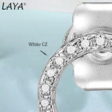 LAYA 925 Sterling Silver Circle Zircon Stud Earrings Modern Fine Jewelry