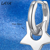 LAYA 925 Sterling Silver Star Shaped Plain Silver Drop Earrings