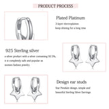 LAYA 925 Sterling Silver Star Shaped Plain Silver Drop Earrings