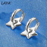 LAYA 925 Sterling Silver Star Shaped Plain Silver Drop Earrings