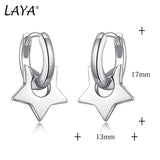 LAYA 925 Sterling Silver Star Shaped Plain Silver Drop Earrings