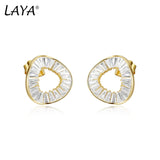 LAYA 925 Silver Stud Earrings with Zircon for Wedding