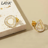 LAYA 925 Silver Stud Earrings with Zircon for Wedding