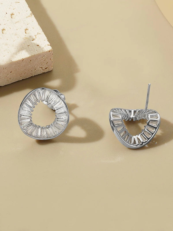 LAYA 925 Silver Stud Earrings with Zircon for Wedding