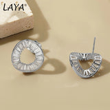 LAYA 925 Silver Stud Earrings with Zircon for Wedding