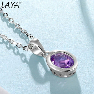 LAYA 925 Silver Colorful Crystal Pendant Necklace