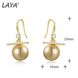 LAYA 925 Sterling Silver Yellow Shell Pearl Earrings For Women