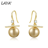 LAYA 925 Sterling Silver Yellow Shell Pearl Earrings For Women