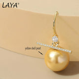LAYA 925 Sterling Silver Yellow Shell Pearl Earrings For Women