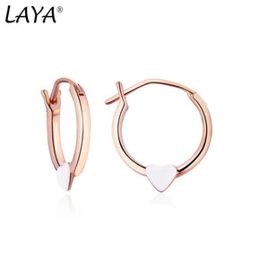 LAYA 925 Silver Red Enamel Hoop Plain Earrings For Women