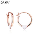 LAYA 925 Silver Red Enamel Hoop Plain Earrings For Women