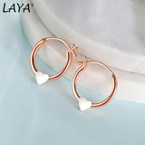 LAYA 925 Silver Red Enamel Hoop Plain Earrings For Women