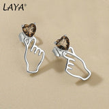 LAYA 925 Sterling Silver Crystal Heart Shape Earrings