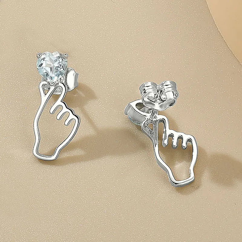 LAYA 925 Sterling Silver Crystal Heart Shape Earrings