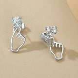 LAYA 925 Sterling Silver Crystal Heart Shape Earrings