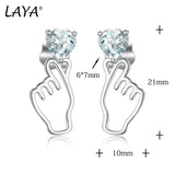 LAYA 925 Sterling Silver Crystal Heart Shape Earrings