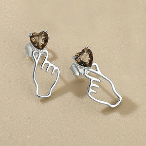 LAYA 925 Sterling Silver Tea Crystal Heart Earrings