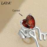 LAYA 925 Sterling Silver Tea Crystal Heart Earrings