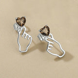LAYA 925 Sterling Silver Tea Crystal Heart Earrings