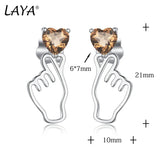 LAYA 925 Sterling Silver Tea Crystal Heart Earrings