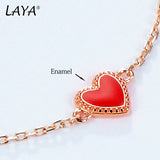 925 Silver LAYA Heart Bracelet Red Enamel Jewelry