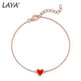 925 Silver LAYA Heart Bracelet Red Enamel Jewelry