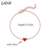 925 Silver LAYA Heart Bracelet Red Enamel Jewelry