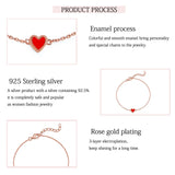 925 Silver LAYA Heart Bracelet Red Enamel Jewelry