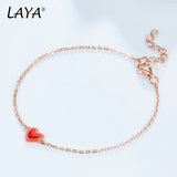 925 Silver LAYA Heart Bracelet Red Enamel Jewelry