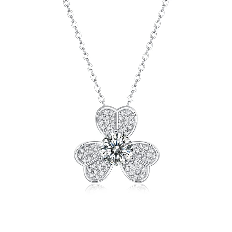 1ct Moissanite Pendant Necklace 925 Silver Women Wedding Jewelry