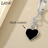 925 Silver Heart Shaped Enamel Drop Earrings