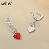 925 Silver Heart Shaped Enamel Drop Earrings