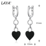 925 Silver Heart Shaped Enamel Drop Earrings