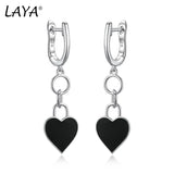 925 Silver Heart Shaped Enamel Drop Earrings