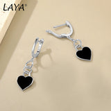 925 Silver Heart Shaped Enamel Drop Earrings