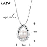 LAYA Zircon Pearl Pendant Necklace 925 Sterling Silver Women Charming Jewelry