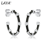LAYA Hoop Earrings Sparkling Zircon Enamel 925 Sterling Silver Fine Jewelry