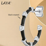 LAYA Hoop Earrings Sparkling Zircon Enamel 925 Sterling Silver Fine Jewelry