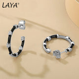 LAYA Hoop Earrings Sparkling Zircon Enamel 925 Sterling Silver Fine Jewelry