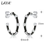 LAYA Hoop Earrings Sparkling Zircon Enamel 925 Sterling Silver Fine Jewelry