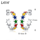 LAYA Star Shaped Enamel Hoop Earrings 925 Sterling Silver