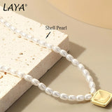 LAYA Shell Pearl Necklace Women Party Beaded Chain Choker Minimalist Jewelry