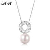 LAYA Zircon Shell Pearl Pendant Necklace 925 Silver