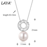 LAYA Zircon Shell Pearl Pendant Necklace 925 Silver