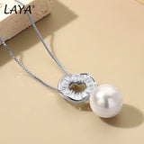 LAYA Zircon Shell Pearl Pendant Necklace 925 Silver
